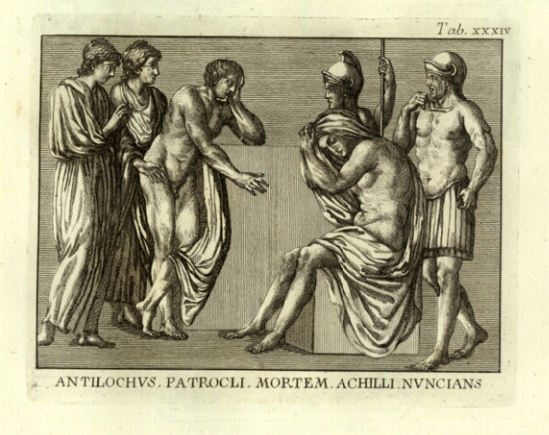 Antiocus announcing the death of Patroclus to Achilles