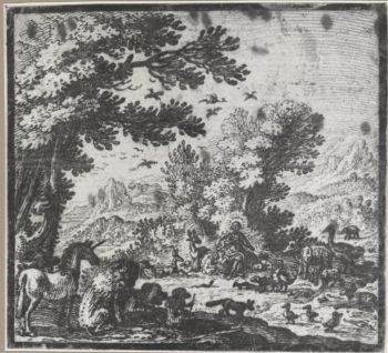 Orpheus taming the animals