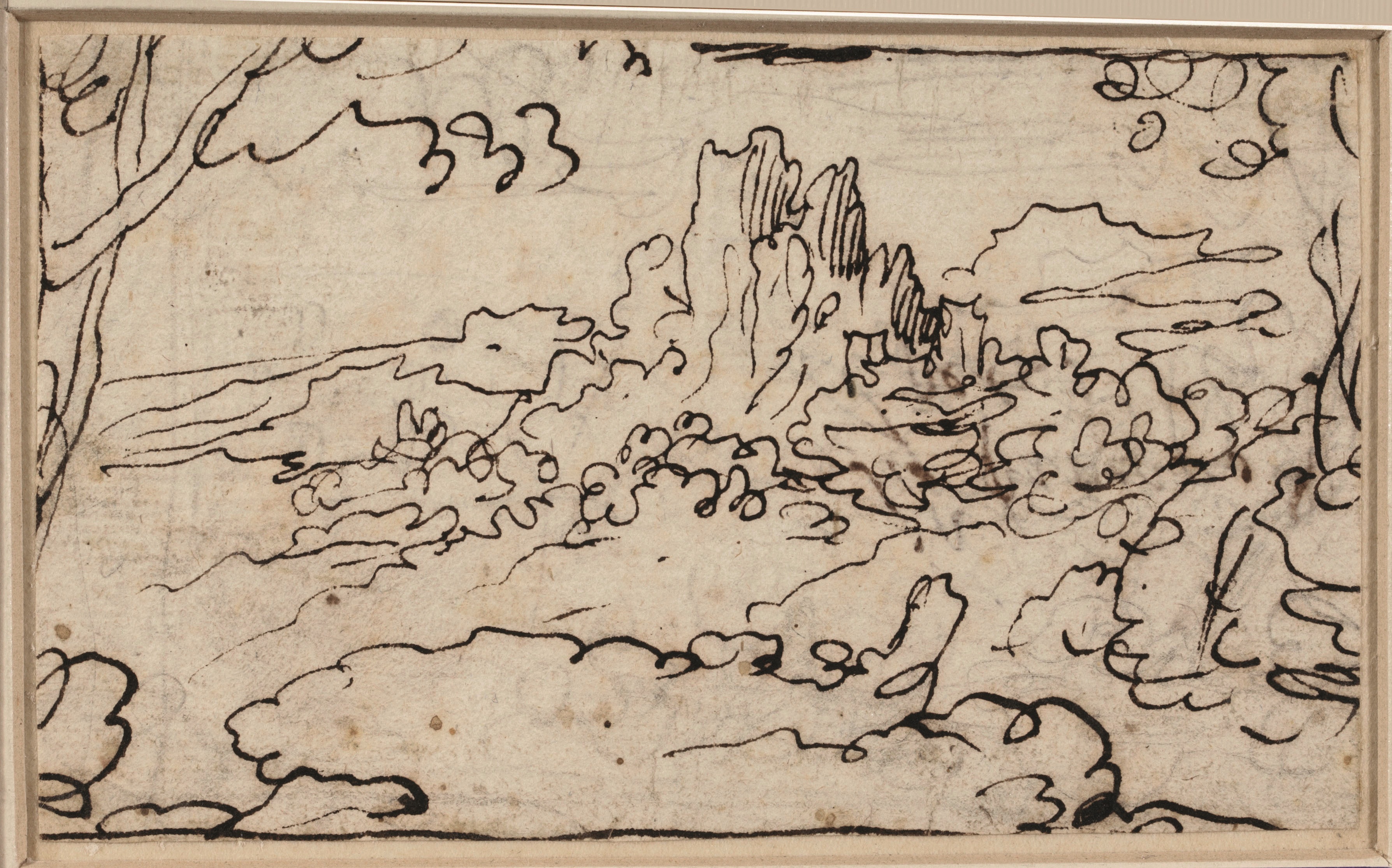 Mountainous landscape (recto)