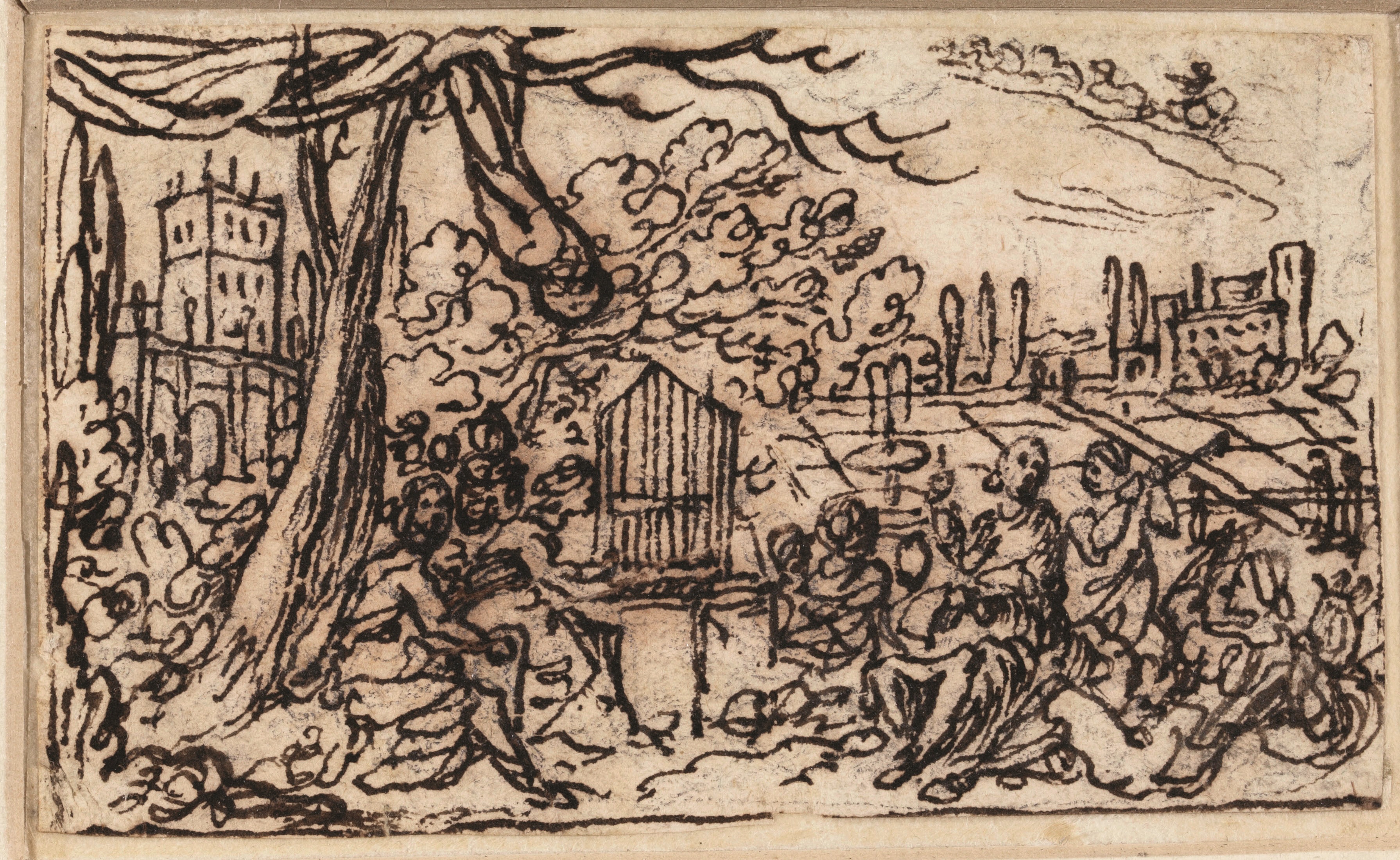 Concert of Muses in the garden of a villa