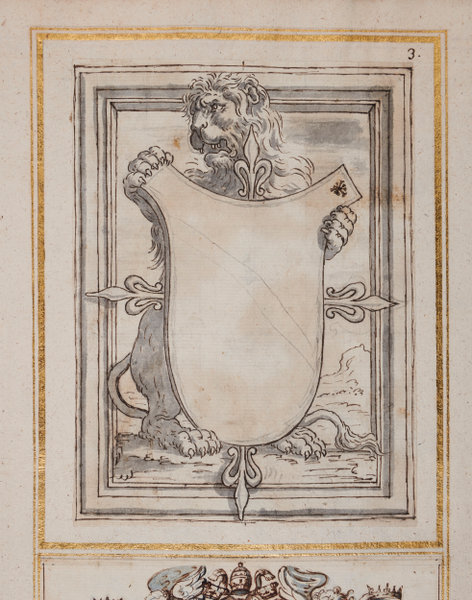 Lion holding a blank escutcheon; order of Calatrava