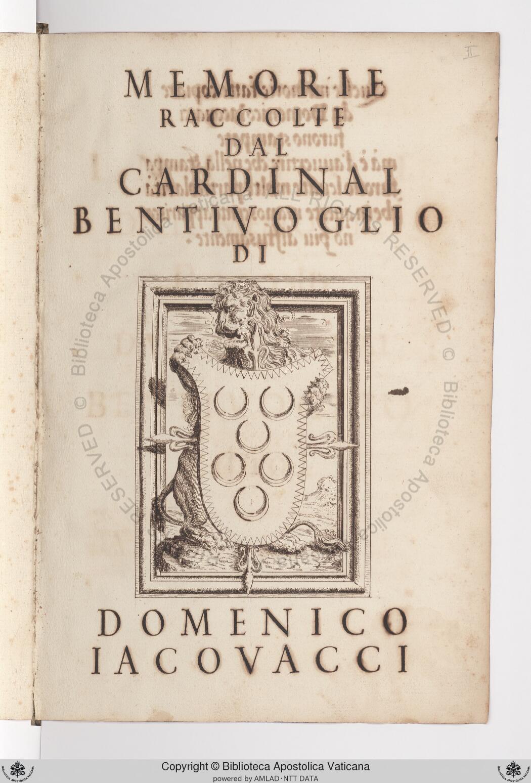 Lion holding Domenico Jacovacci's coat of arms